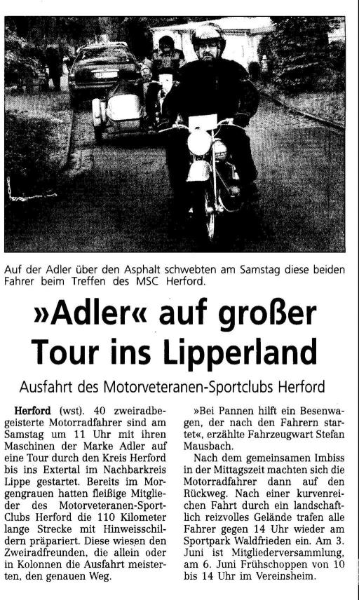 Adler auf großer Tour ins Lipperland